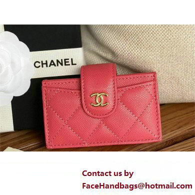 Chanel Grained Calfskin & GOLD-Tone Metal Card Holder AP0342 fuchsia 2023 - Click Image to Close